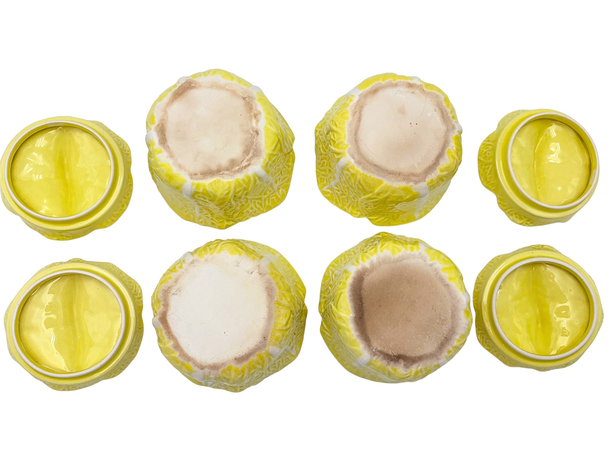 VINTAGE CHARTREUSE CABBAGE BOWLS SET OF 4 – LIDDED CERAMIC TUREENS