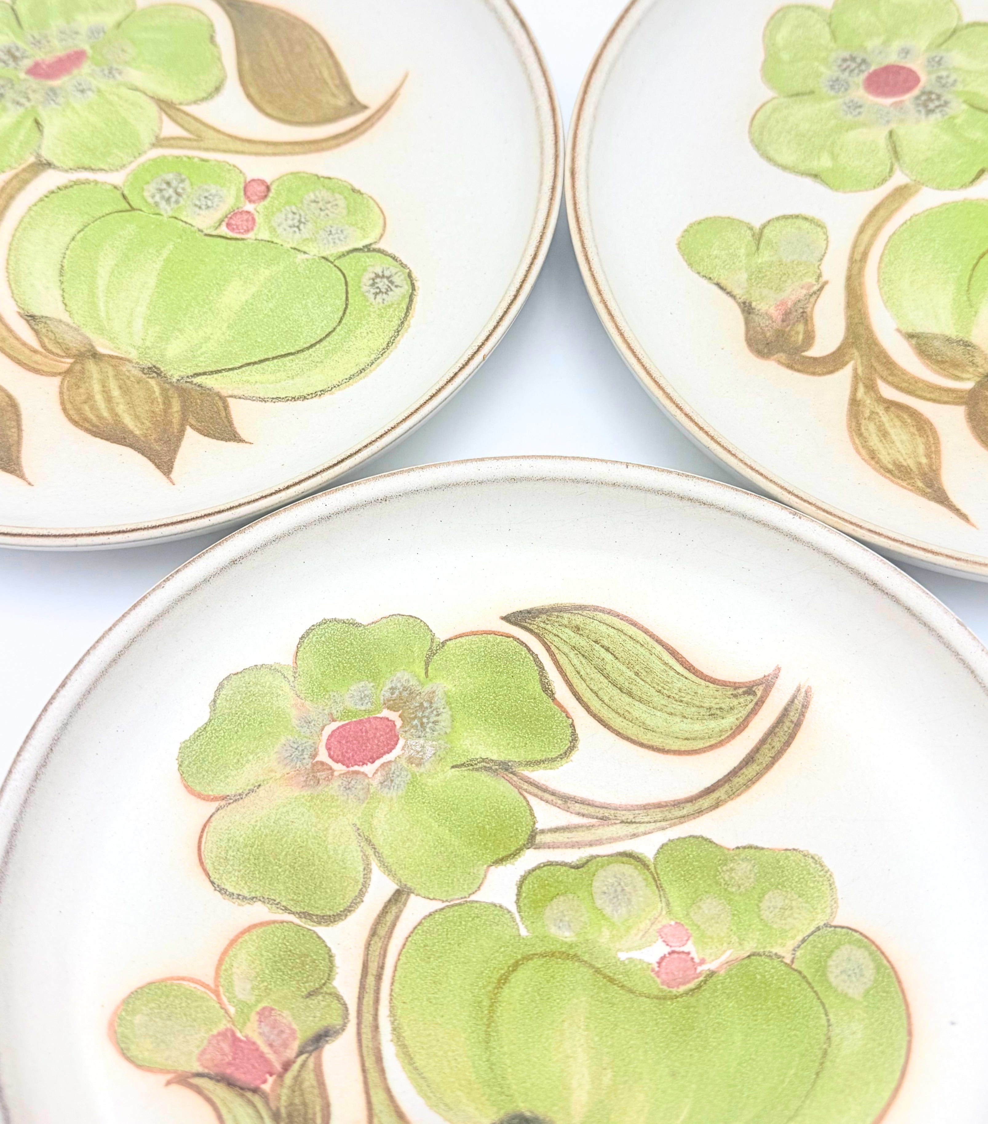 Vintage Denby Troubadour Dinner Plates Set of 3 10"