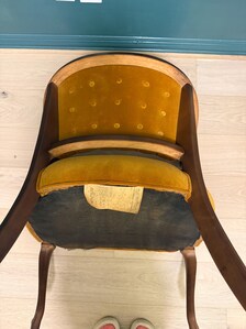 VINTAGE HOLLYWOOD REGENCY GOLD TUFTED CANE BACK ACCENT CHAIR | THE ACCENT LINE