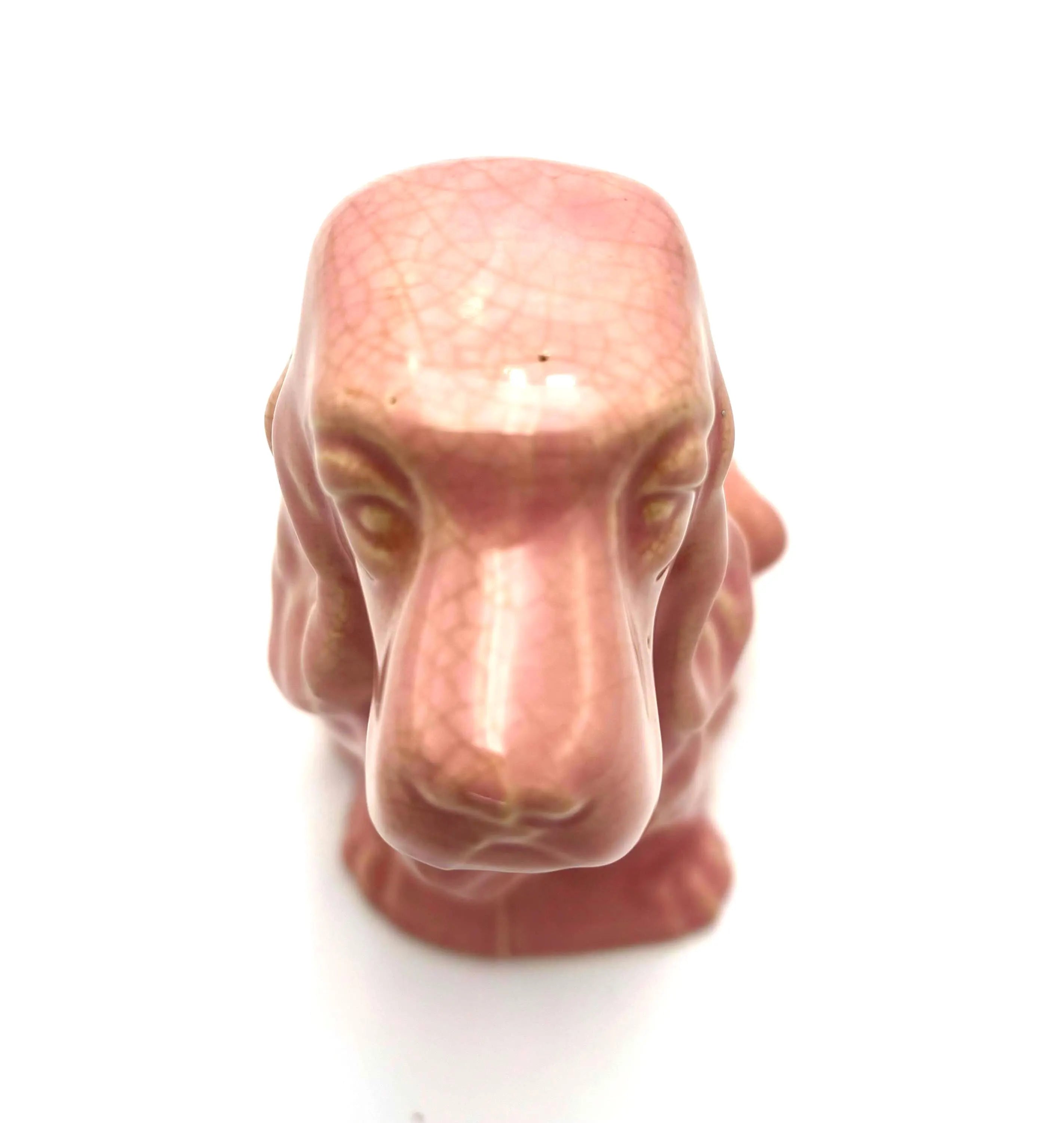 VINTAGE PINK COCKER SPANIEL PLANTER, BLUSH CERAMIC DOG PLANTER, MID CENTURY DOG FIGURINE, HOLLYWOOD REGENCY DECOR, DOG LOVER GIFT