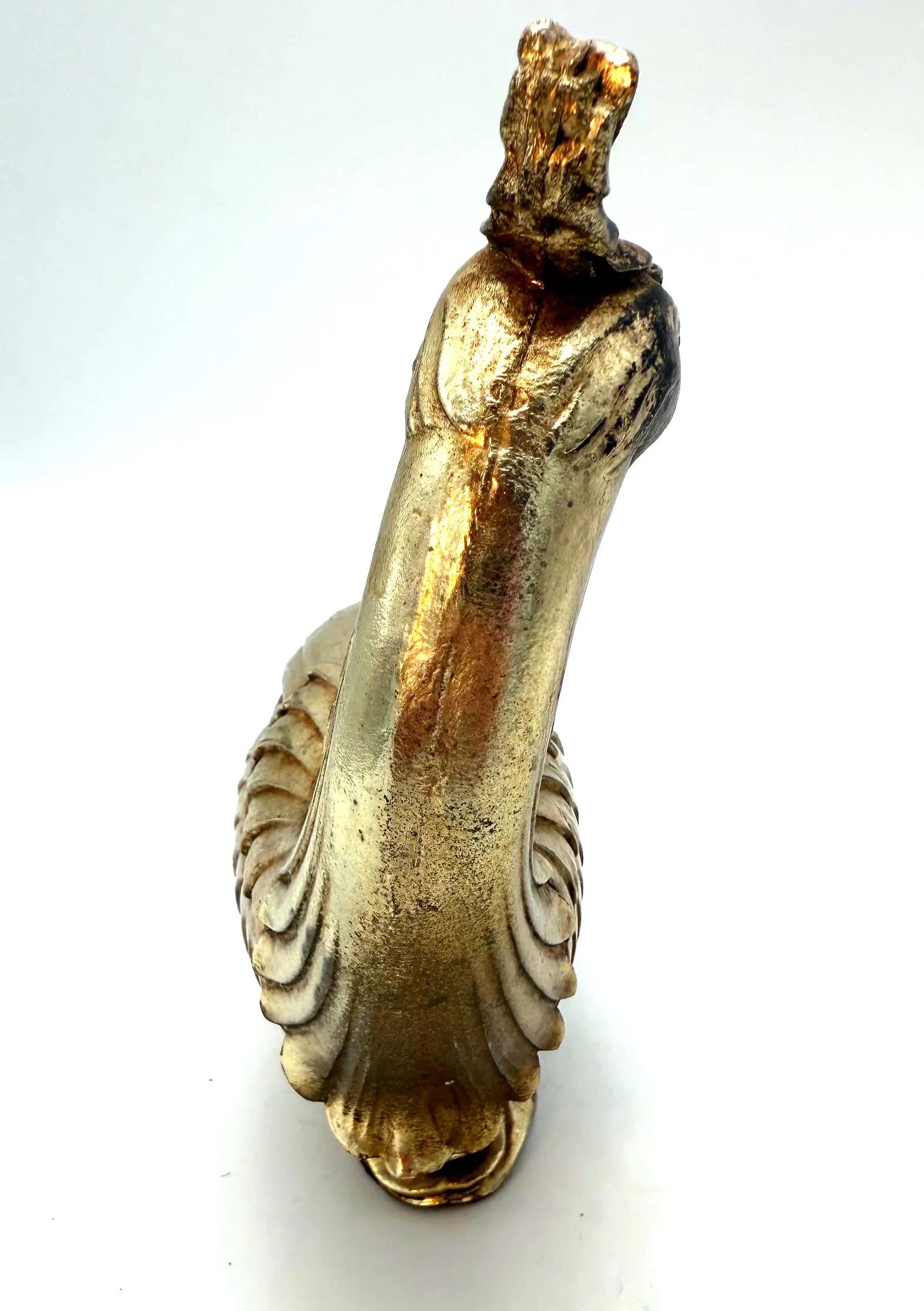 VINTAGE SYROCO GOLD PEACOCK SCULPTURE HOLLYWOOD REGENCY CHINOISERIE ART DECO TABLETOP FIGURINE
