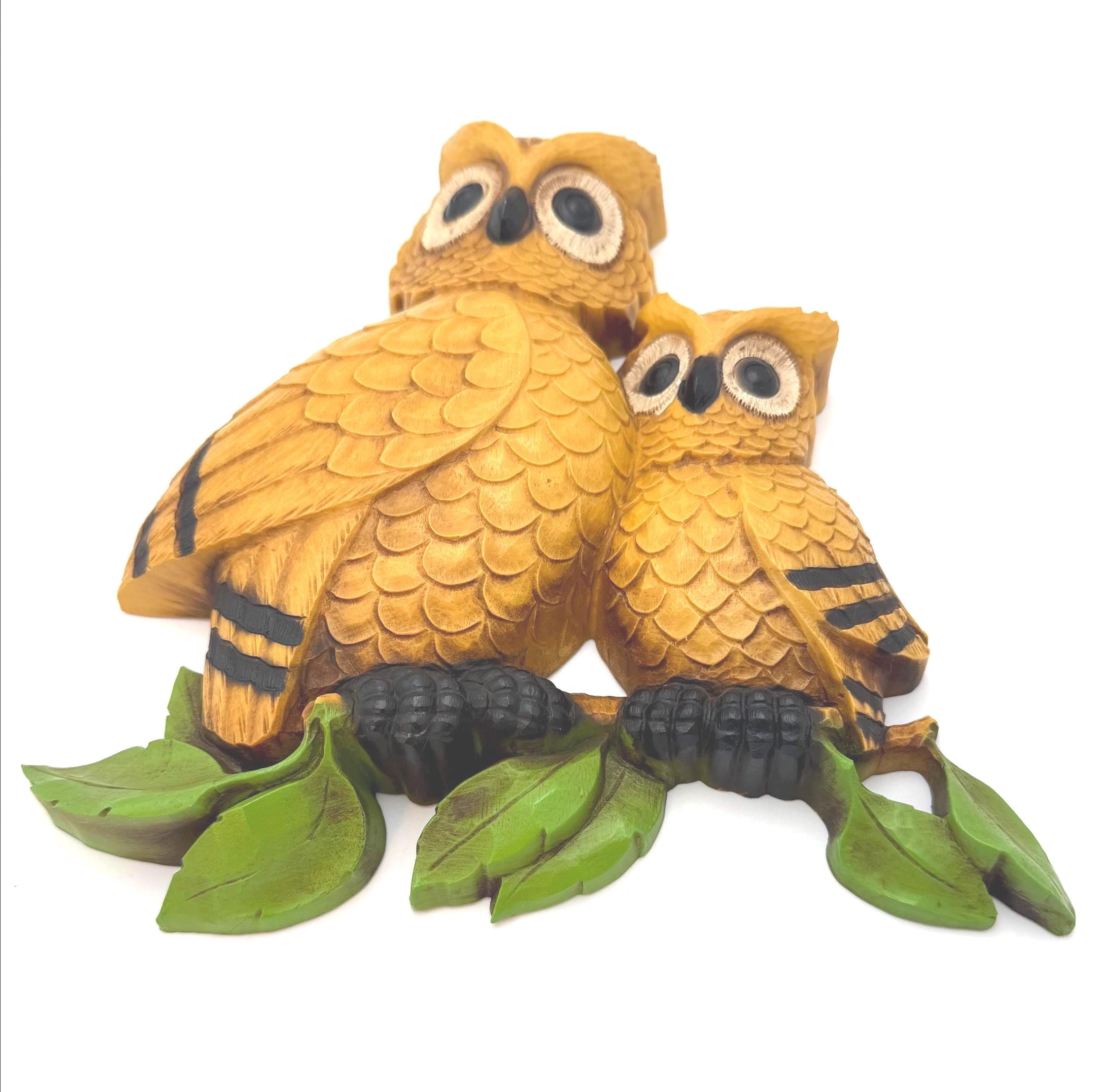 VINTAGE 1975 HOMCO DOUBLE OWL WALL PLAQUE – MID CENTURY WOODLAND OWL DECOR, RETRO NATURE WALL ART