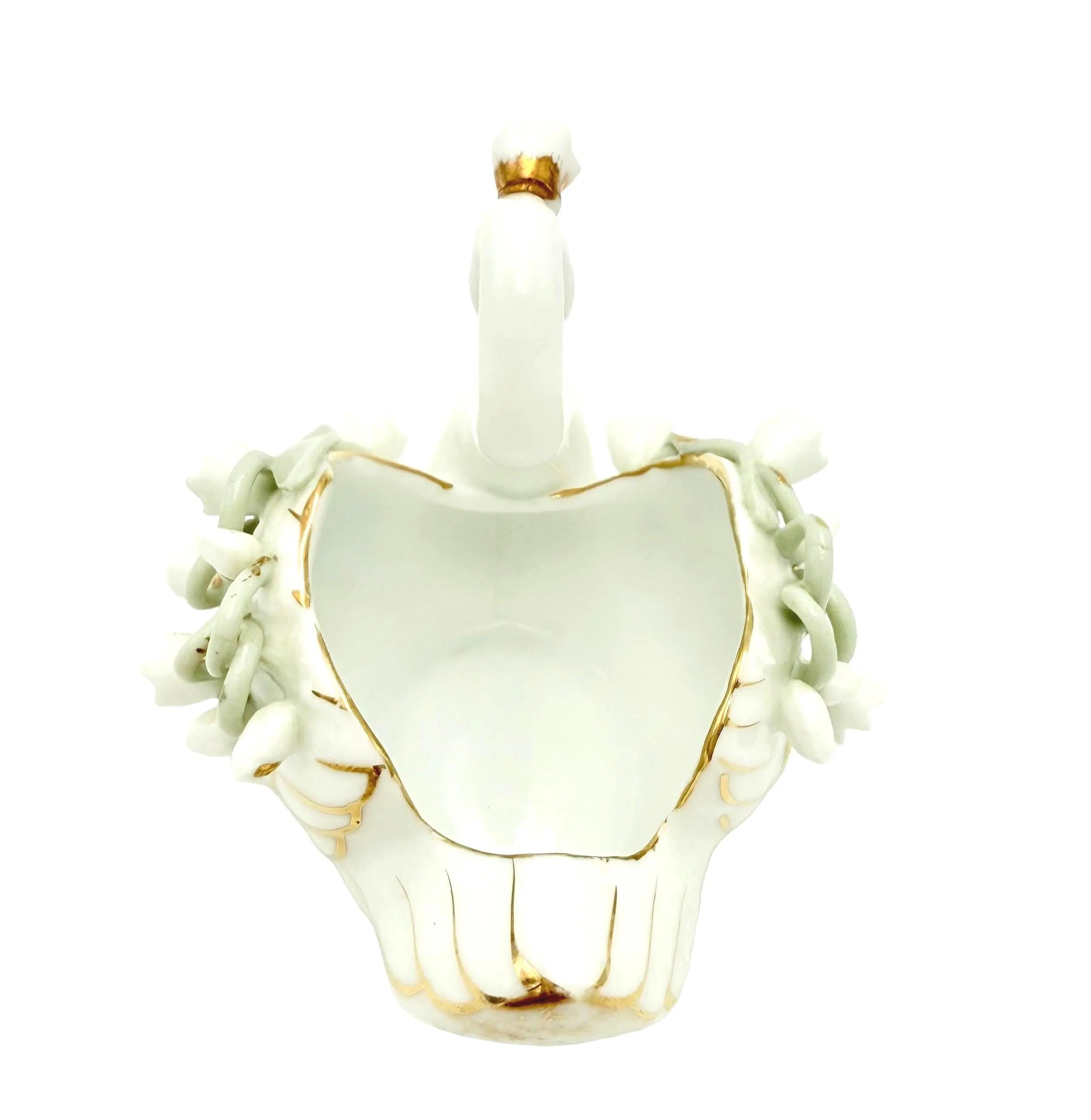 VINTAGE LEFTON CHINA PORCELAIN SWAN • LILY-OF-THE-VALLEY • GOLD GILT • HAND PAINTED