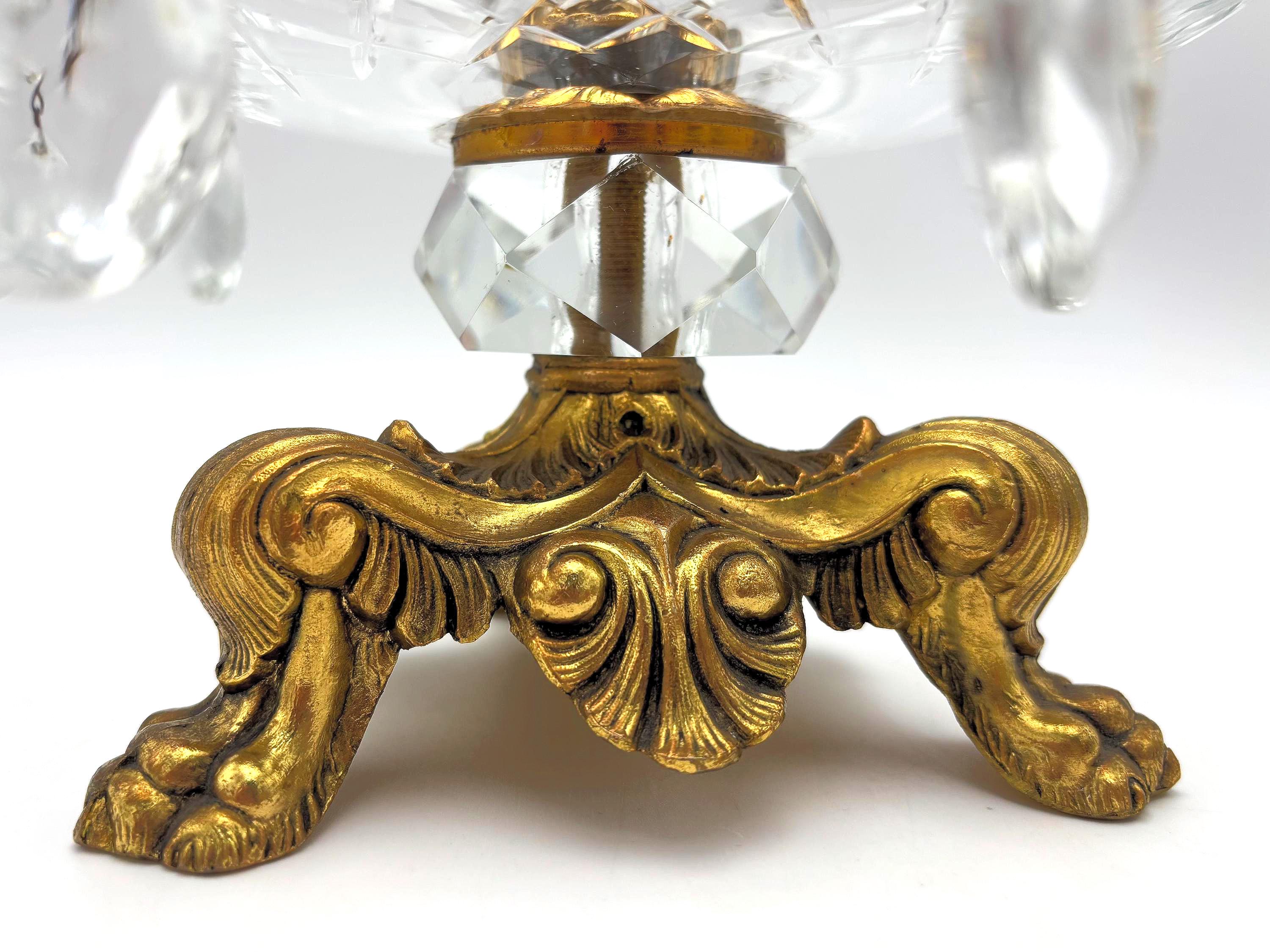 VINTAGE CRYSTAL PRISM COMPOTE BOWL WITH GILT GOLD BASE