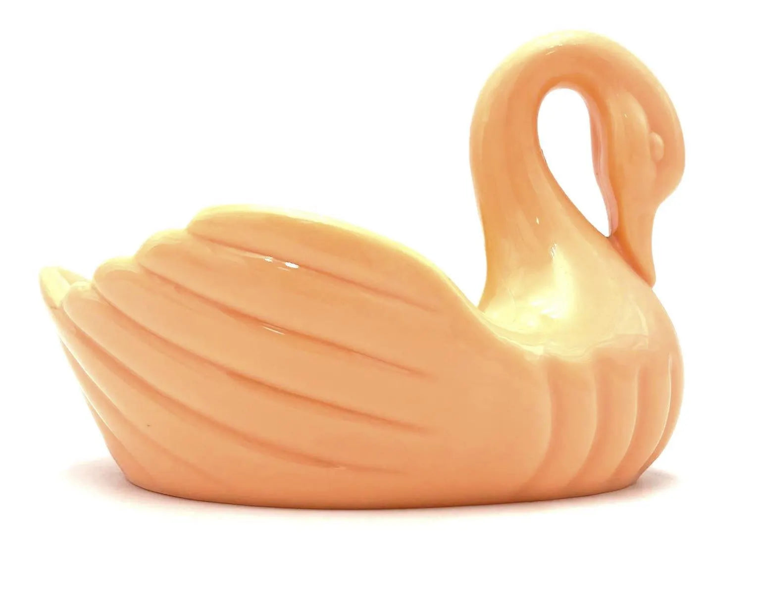 PEACH SWAN TRINKET DISH | CORAL ORANGE ACRYLIC VANITY JEWELRY HOLDER