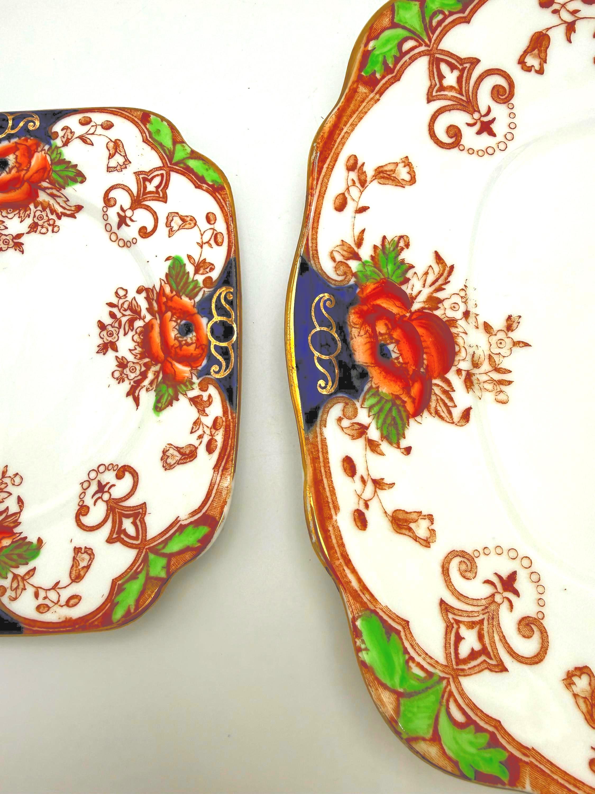 ANTIQUE JOHN MADDOCK & SONS ENGLISH IRONSTONE DESSERT SERVING SET | IMARI FLORAL PATTERN 2523 | CIRCA 1906–1925