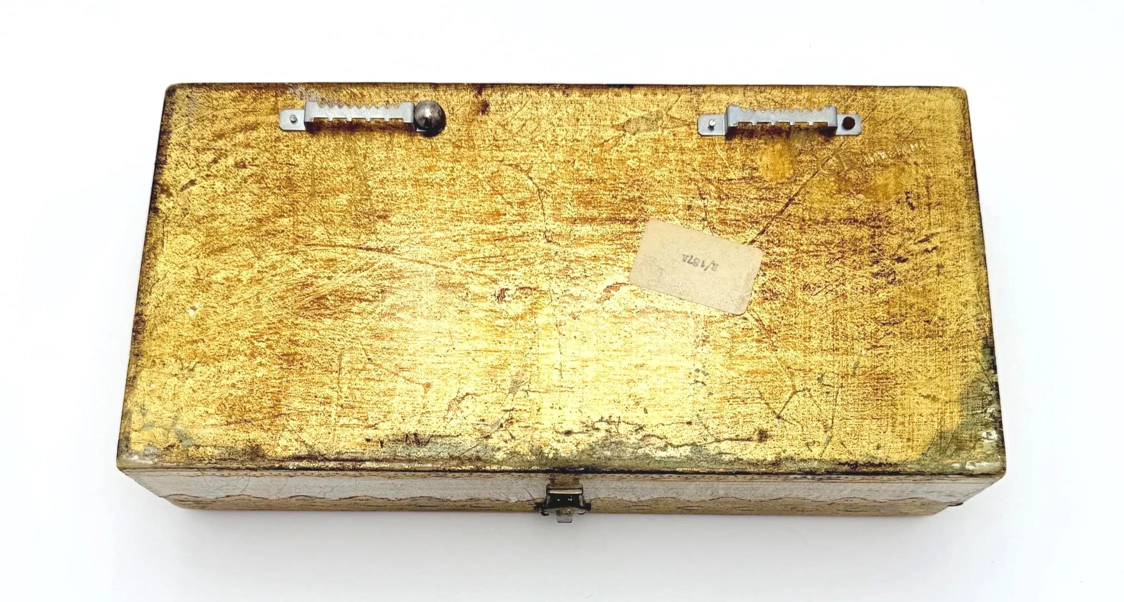 VINTAGE ITALIAN FLORENTINE TISSUE BOX COVER | HOLLYWOOD REGENCY GOLD & WHITE GILT VANITY BOX
