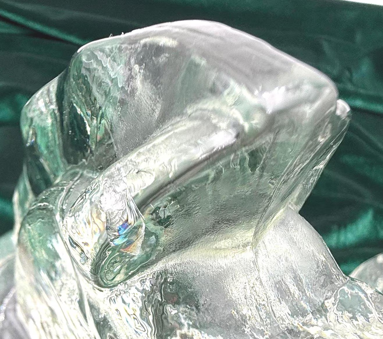 VINTAGE HEAVY CRYSTAL HORSE HEAD BOOKENDS | ART DECO STYLE SCULPTURAL PAIR