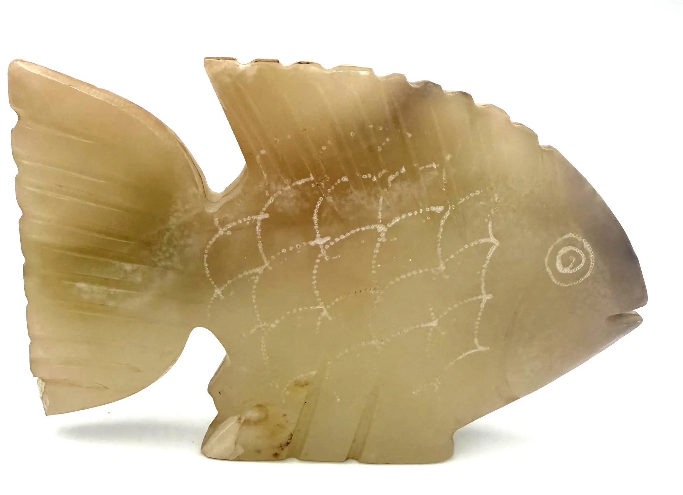 VINTAGE MARBLE GIFTS ONYX HAND-CARVED PAKISTAN ONYX FISH FIGURINES – PAIR