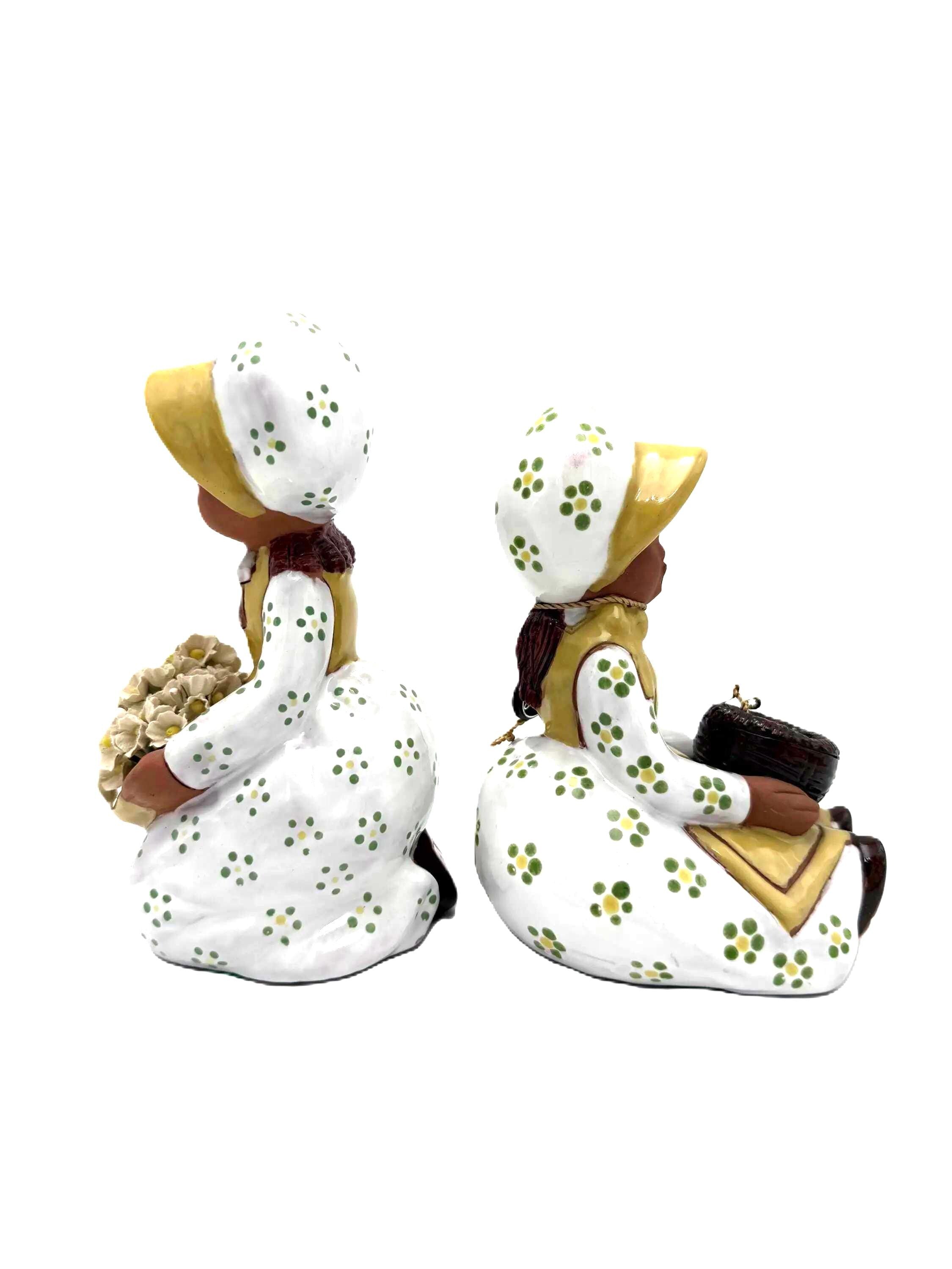 VINTAGE JUAN FERRÁNDIZ HANDMADE SPANISH CERAMIC FIGURINE PAIR – LEVANTE – MADE IN SPAIN