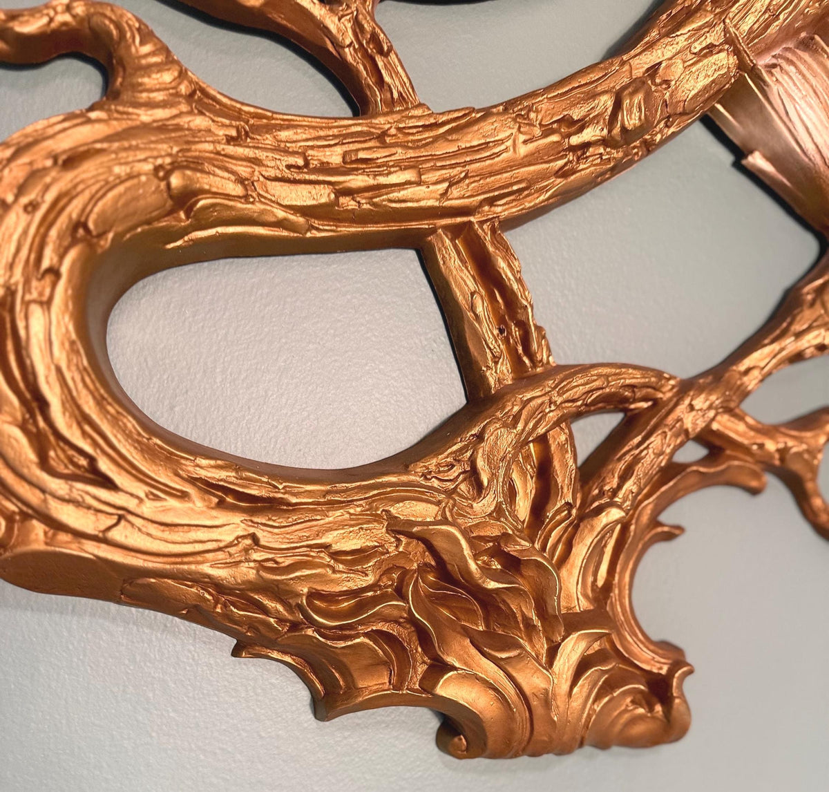 1976 Syroco Floral Wall Sculpture, Gold & Ivory Hollywood Regency Botanical Art (45" W)