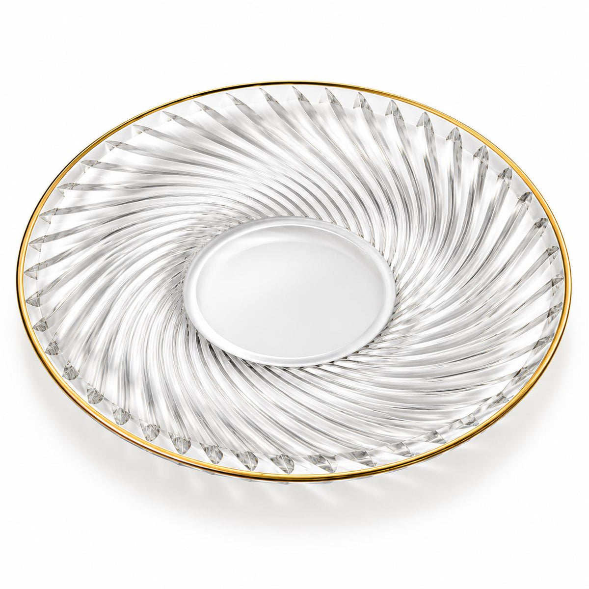 Set of 4 Brand New Vintage Mikasa Scala Gold Crystal Salad Canapé Plates, New Old Stock
