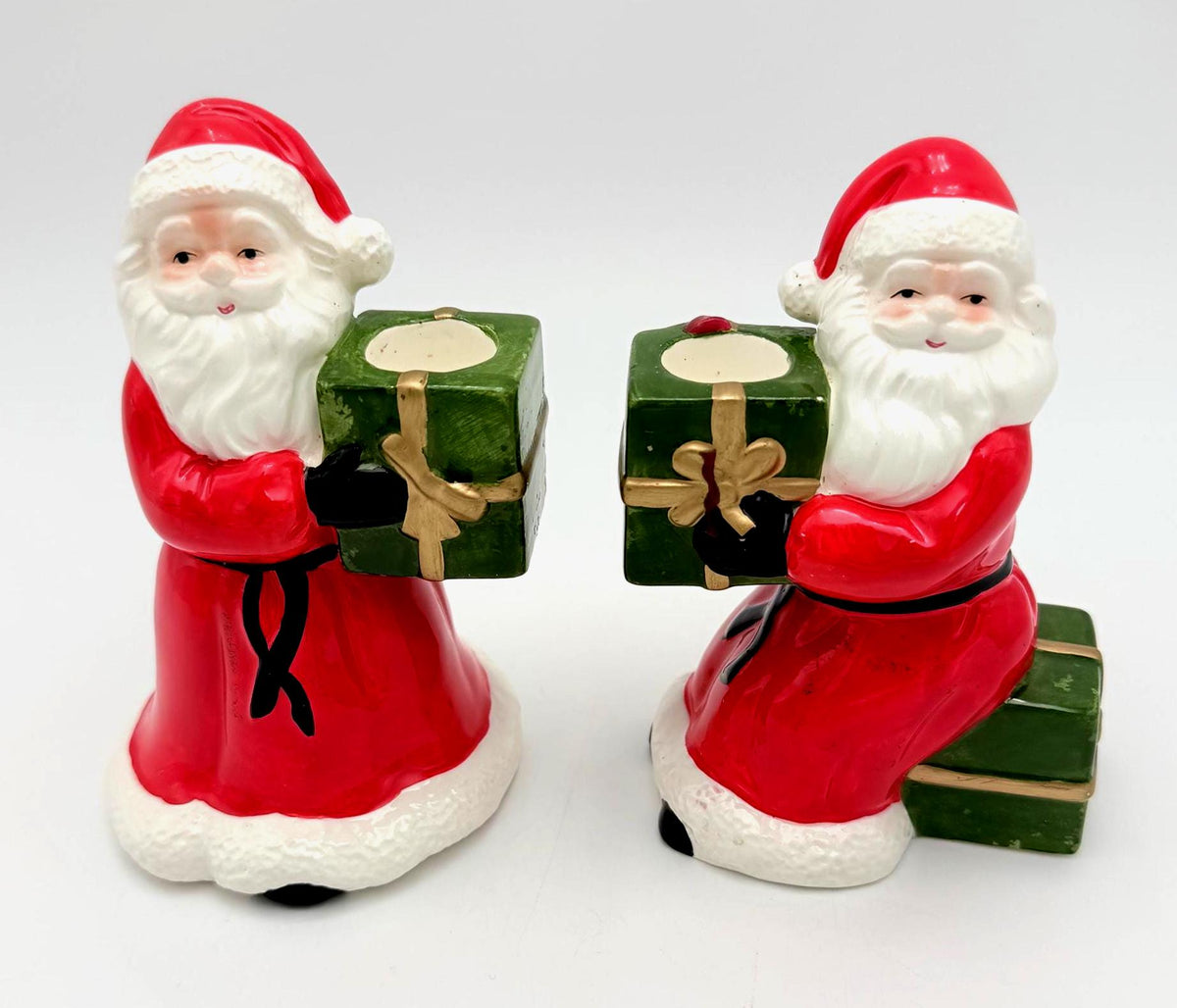 Vintage 1986 Fitz & Floyd Santa Claus Candleholders Set of 2 | Christmas Collectibles