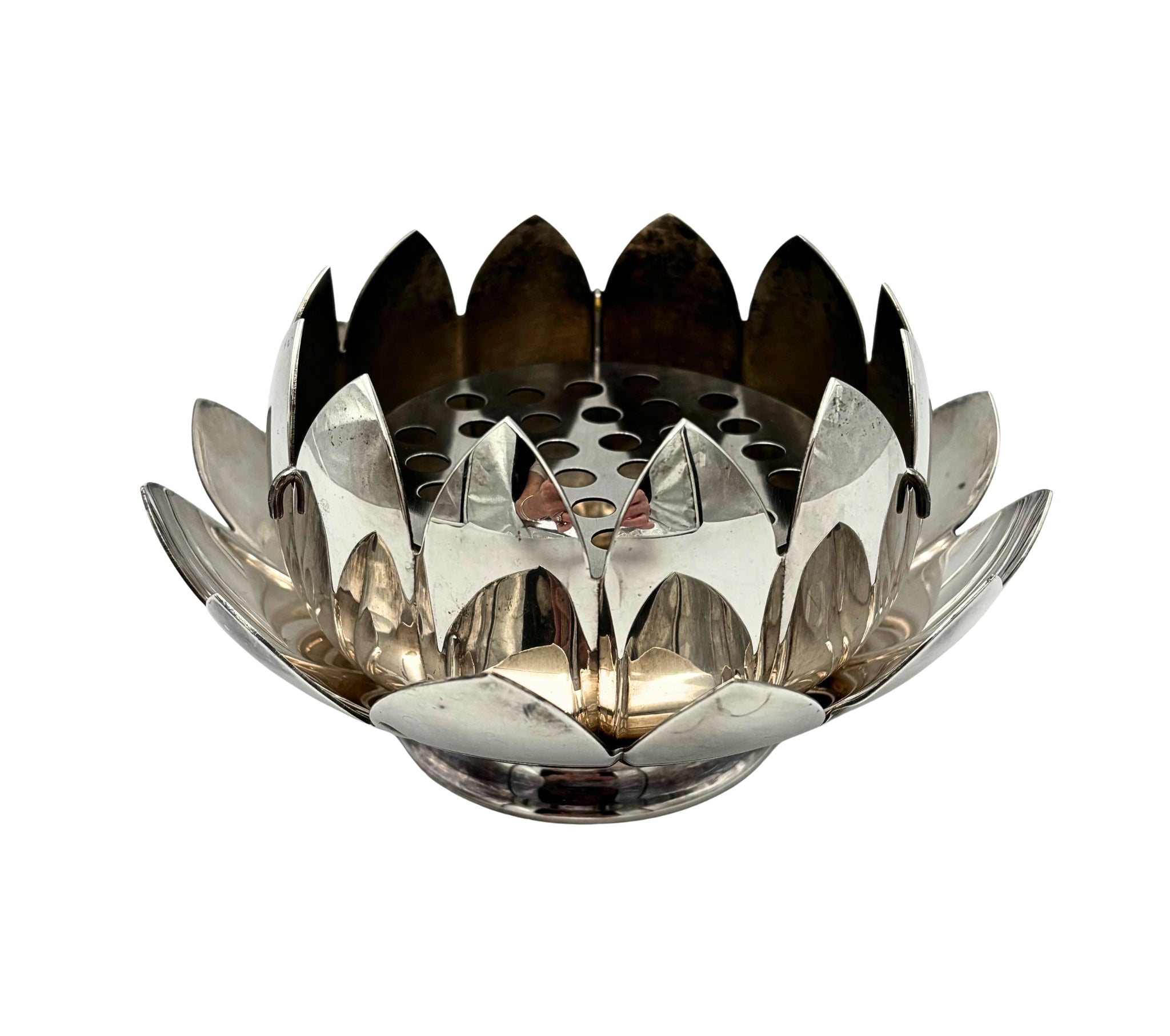 VINTAGE REED BARTON SILVERPLATE LOTUS FLOWER FROG CENTERPIECE