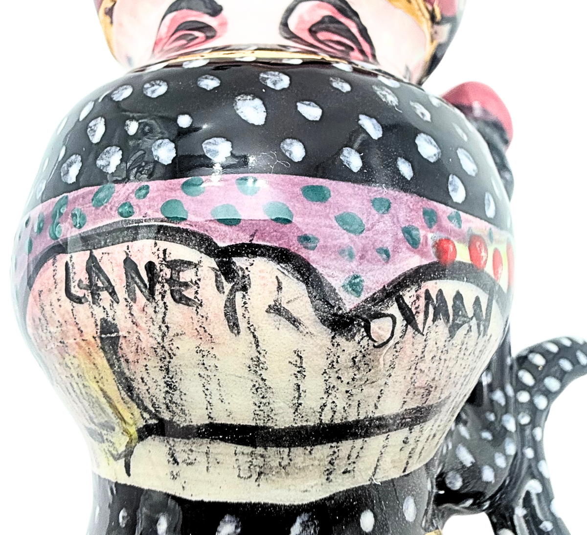 Laney Oxman Signed Sculptural Ceramic Vessel 24K Gold Figural Art