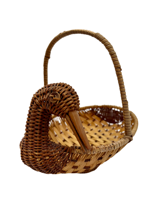 VINTAGE BOHO WICKER DUCK BASKET
