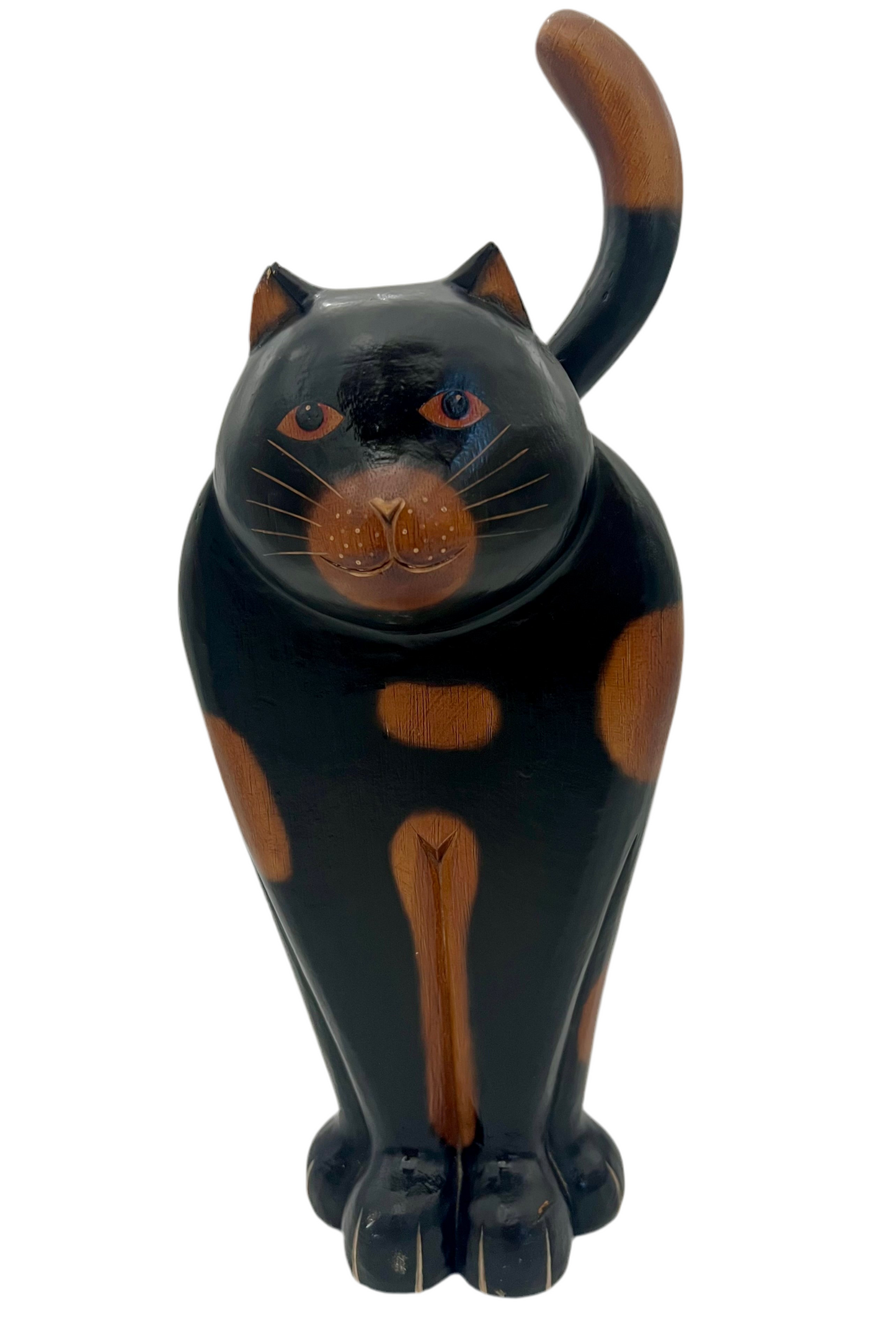 LARGE VINTAGE WOOD STANDING CAT
