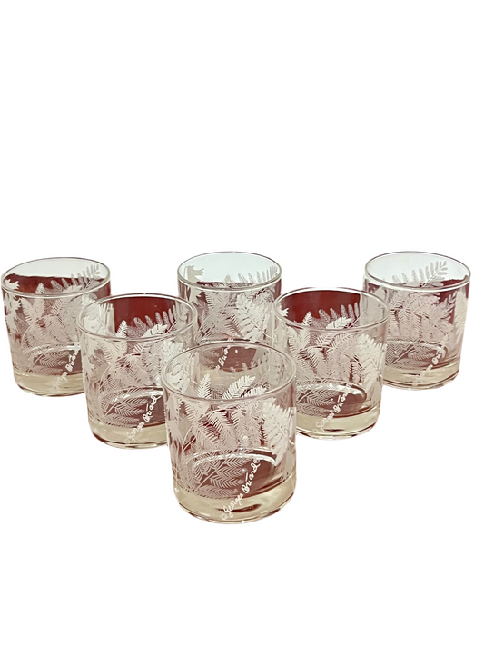 MINT CONDITION GEORGES BRIARD OLD-FASHIONED ROCKS GLASSES WITH A WINTER (HOLIDAY)LEAF DESIGN