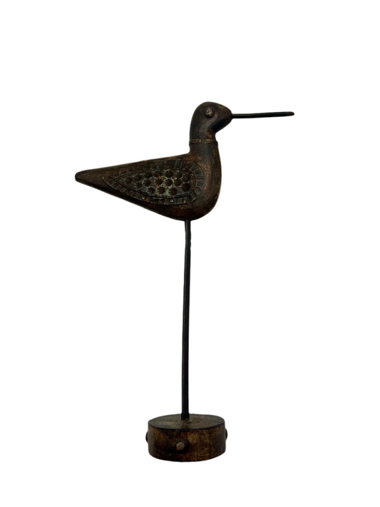 VINTAGE HAND CARVED WOOD SHOREBIRD STANDING DECOR