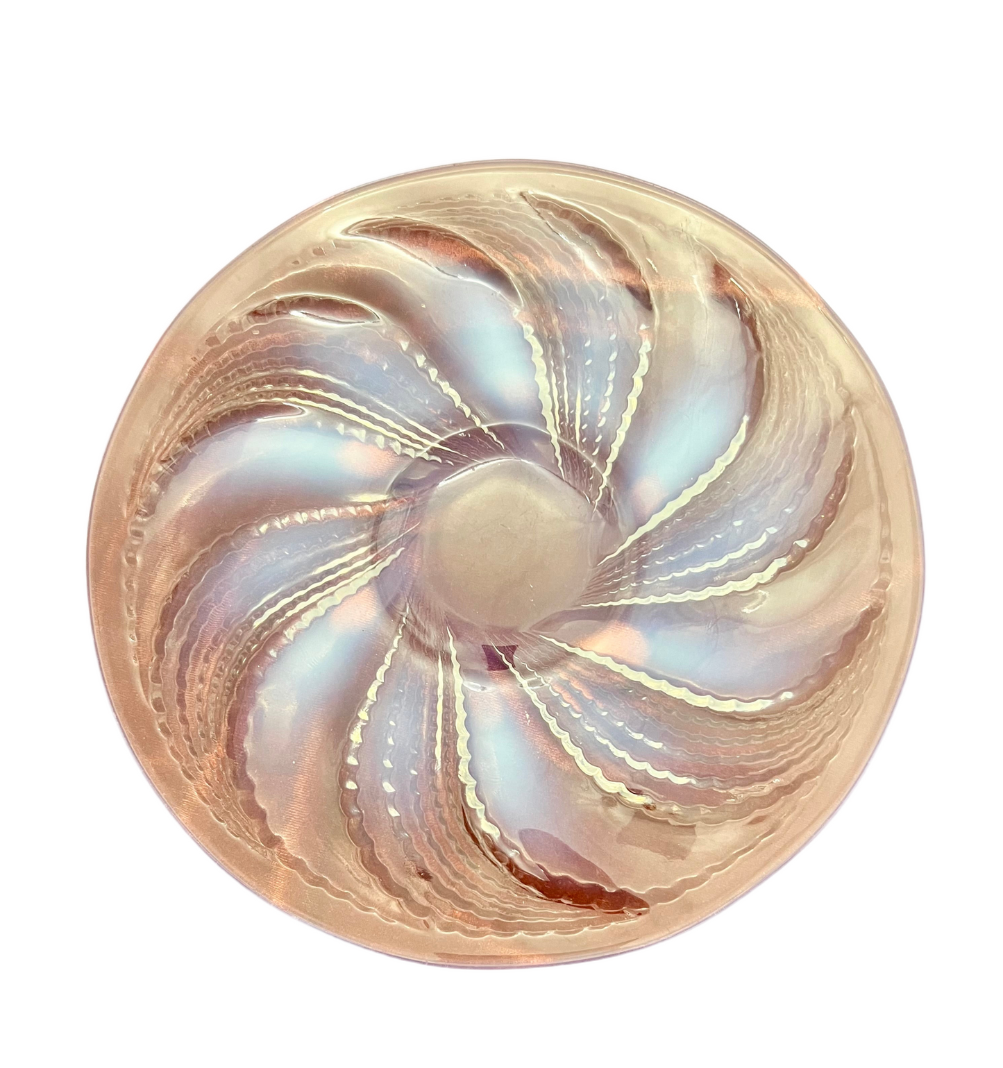 R. LALIQUE FRANCE “SPIRALES” ART DECO 10.5″ CRYSTAL BOWL – RENÉ LALIQUE DESIGN C. 1935