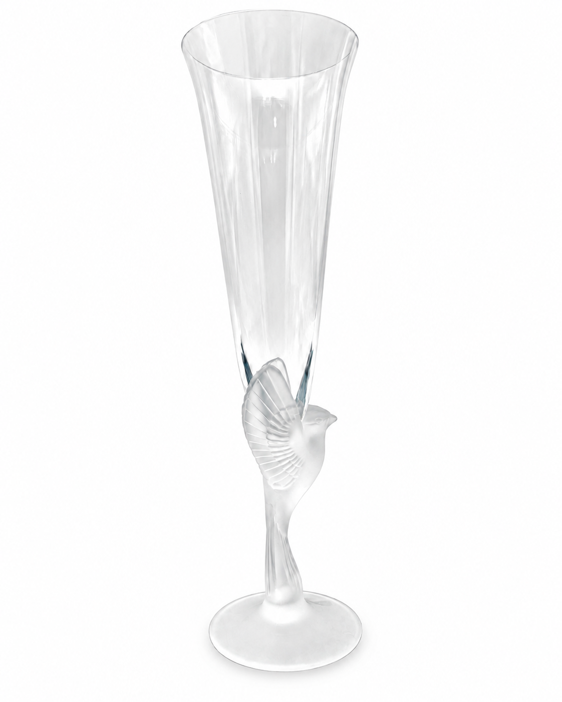 VINTAGE SASAKI WINGS CRYSTAL CHAMPAGNE FLUTE WITH FROSTED DOVE STEM