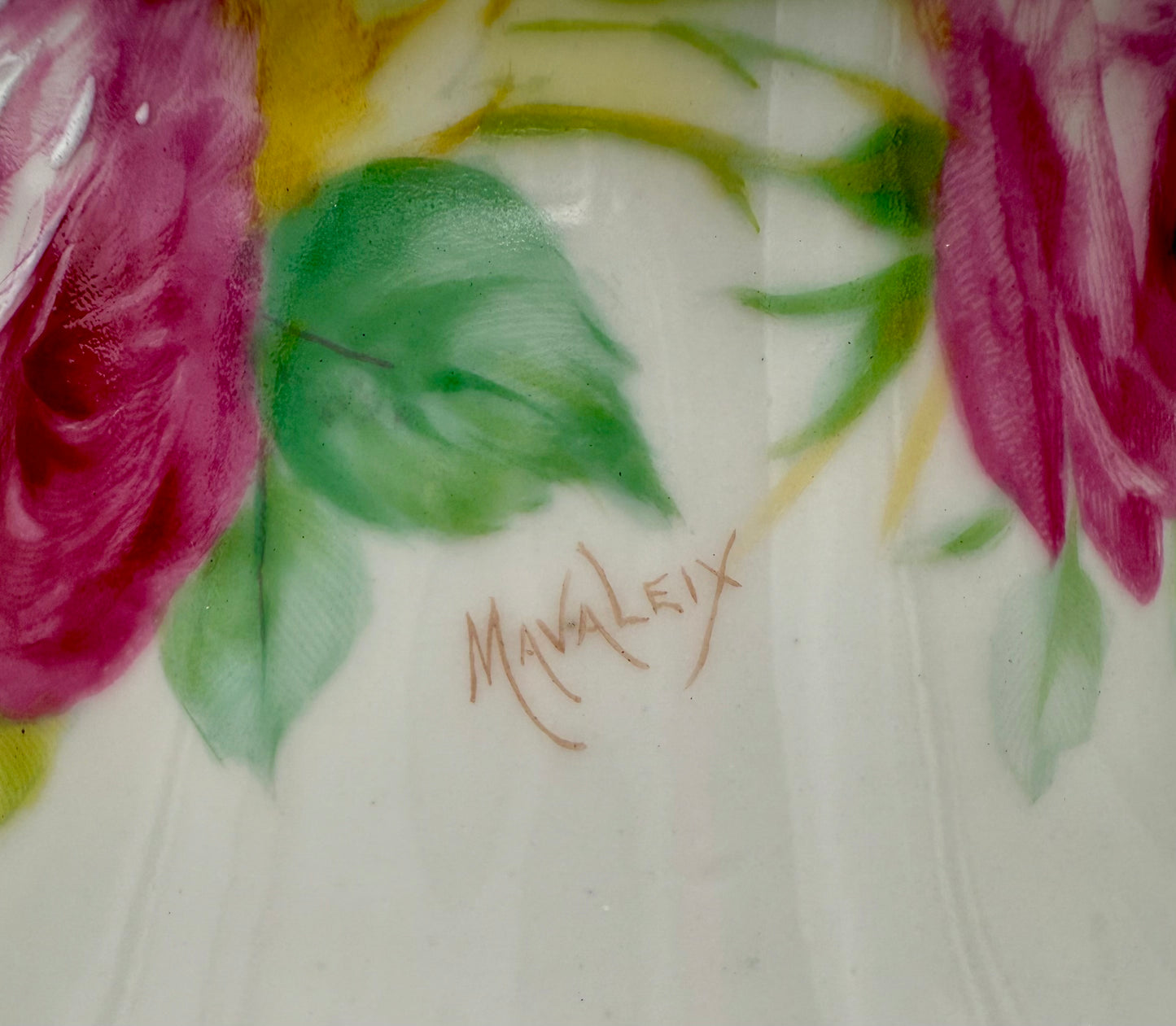 ANTIQUE LIMOGES “CORONET” HAND-PAINTED CHOCOLATE POT – SIGNED MAVALEIX – PINK ROSES & GOLD TRIM – ART NOUVEAU ERA FRANCE c.1906–1920