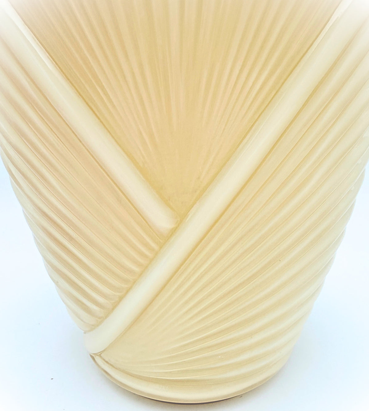 Vintage Anchor Hocking Ivory Draped Fan Glass Vase – Large 13" Art Deco Revival Statement Vase