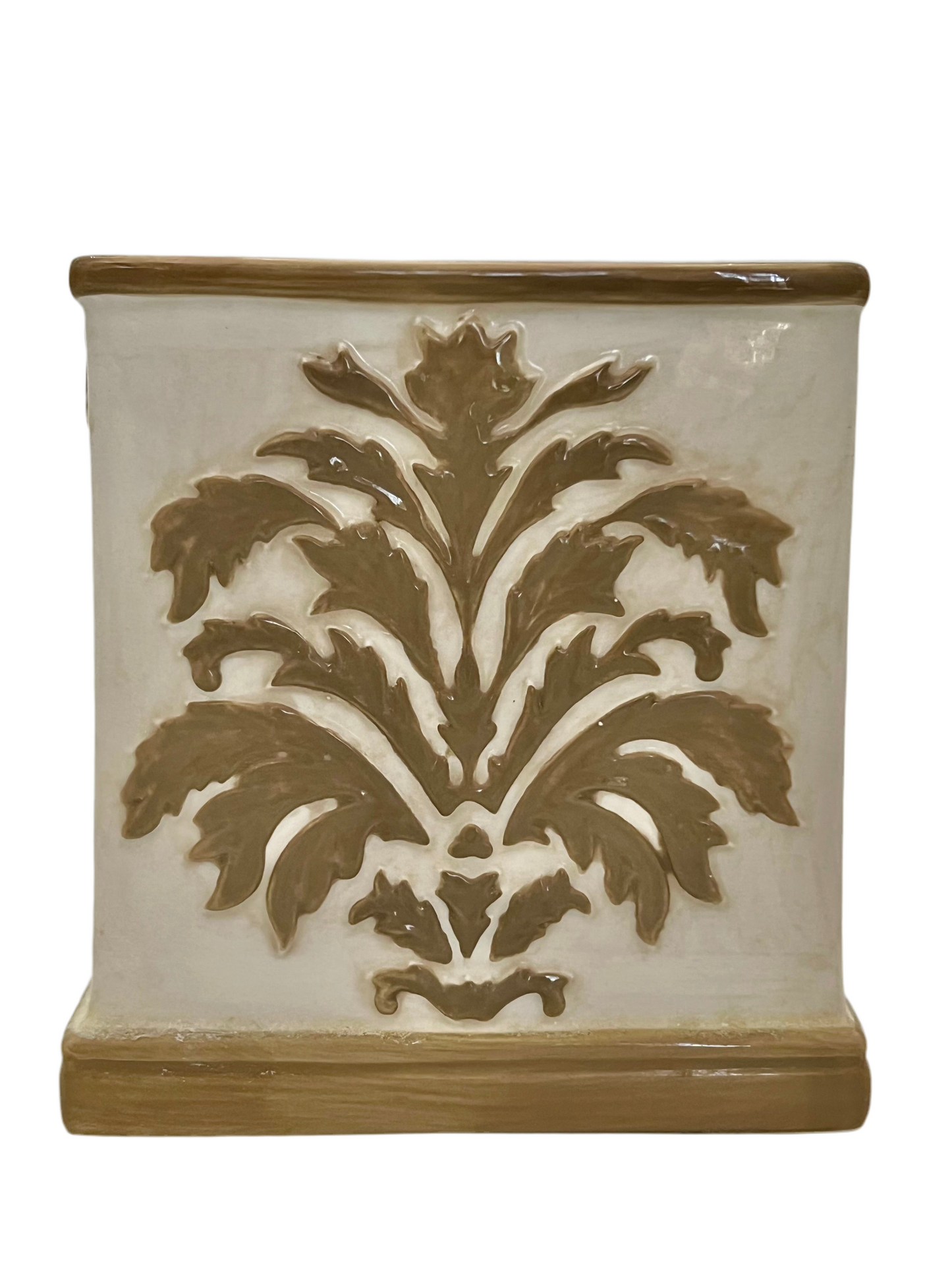 HAND-PAINTED CERAMIC DAMASK TISSUE BOX COVER – TUSCAN FRENCH COUNTRY STYLE