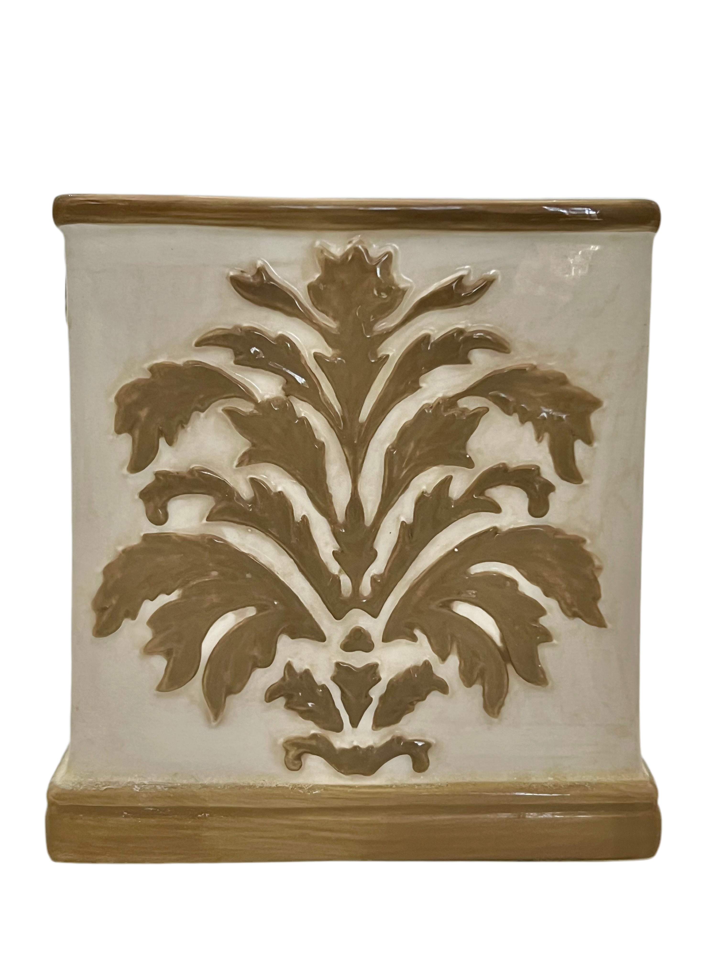 HAND-PAINTED CERAMIC DAMASK TISSUE BOX COVER – TUSCAN FRENCH COUNTRY STYLE
