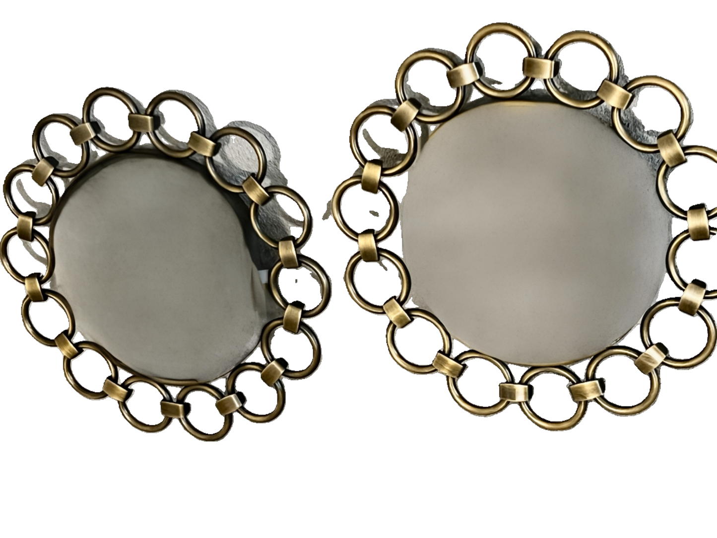 VINTAGE PAIR OF VICTORIA HAGAN CIRCULAR BRASS MIRRORS