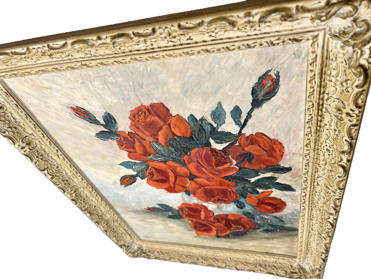 VINTAGE RED ROSES MILDRED SKINNER FRAMED ORIGINAL PAINTING