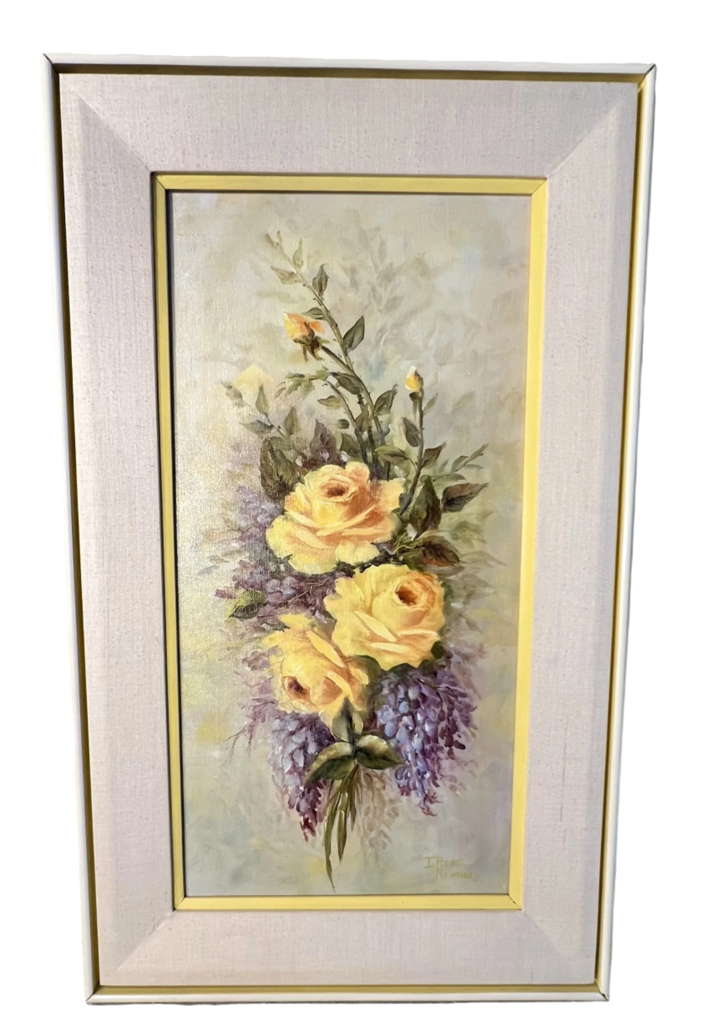 IRENE NEWMAN “YELLOW ROSE” VINTAGE ORIGINAL PAINTING