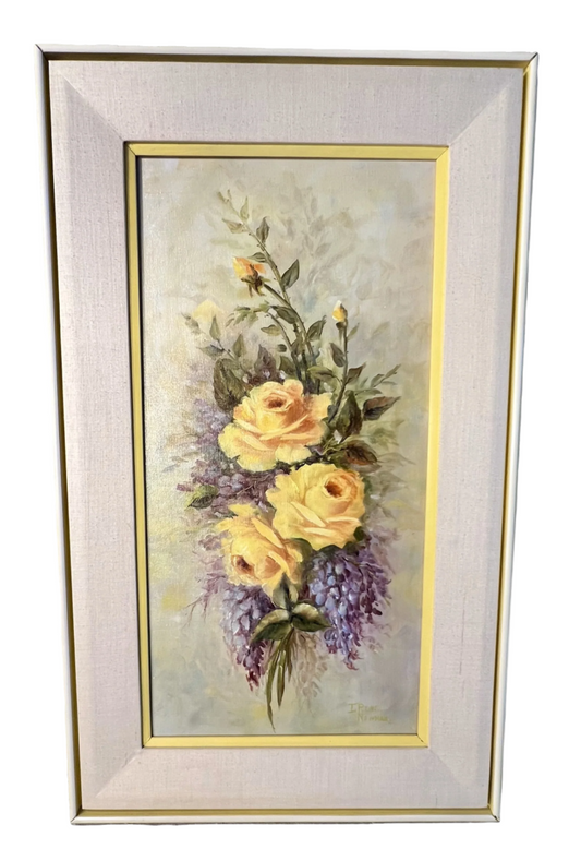 IRENE NEWMAN “YELLOW ROSE” VINTAGE ORIGINAL PAINTING