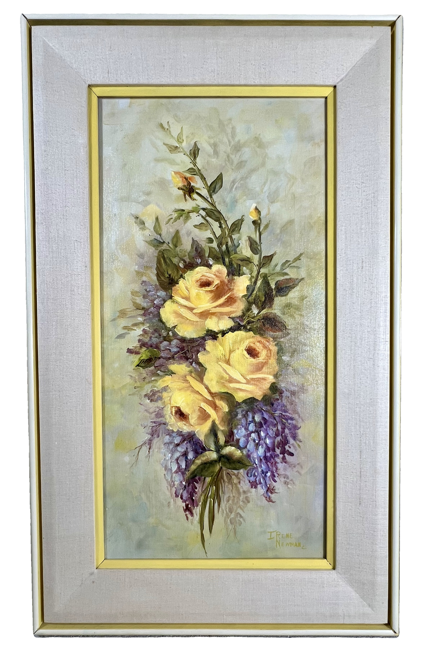 IRENE NEWMAN “YELLOW ROSE” VINTAGE ORIGINAL PAINTING