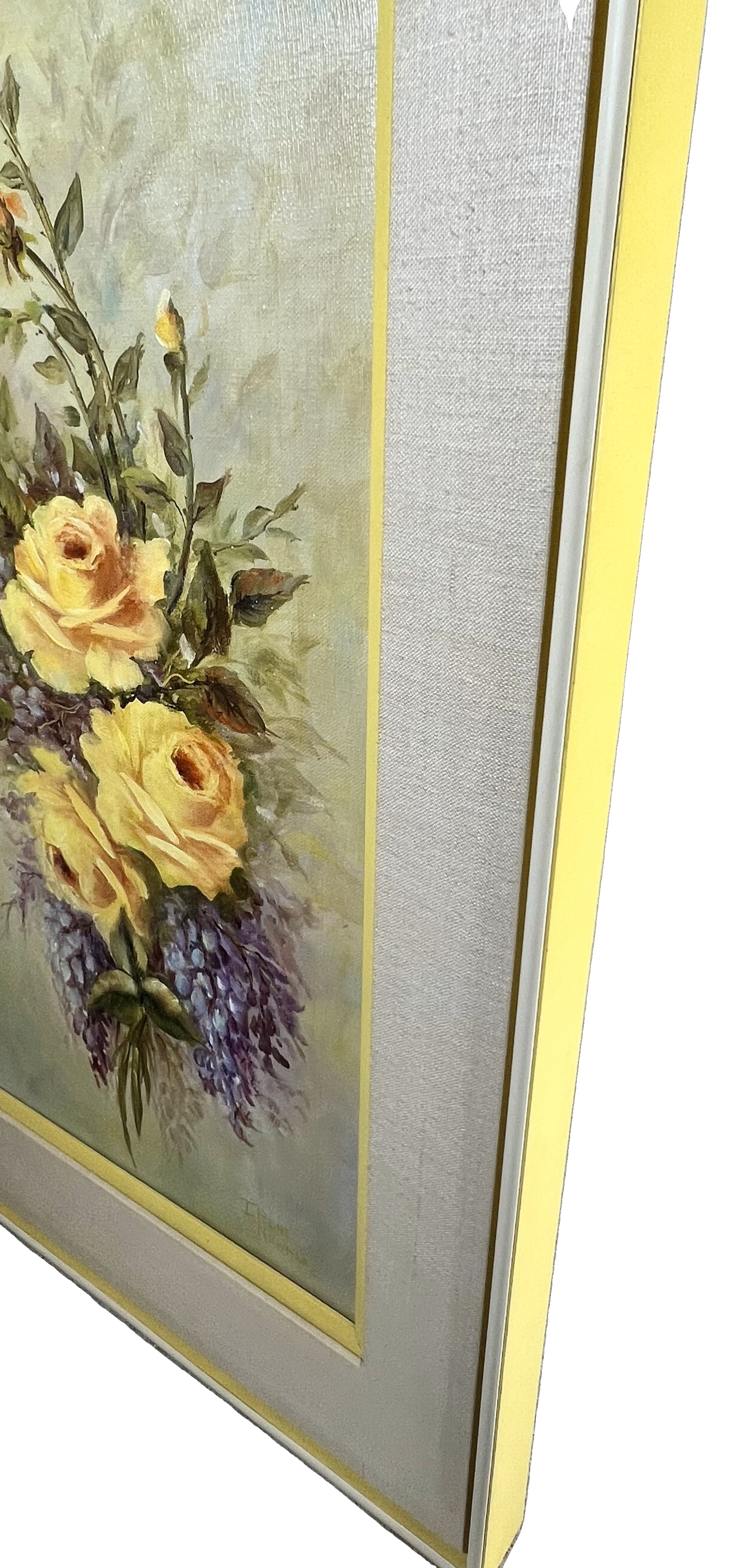YELLOW ROSES BY IRENE NEWMAN – ORIGINAL OIL PAINTING – VINTAGE TEXAS FLORAL ART