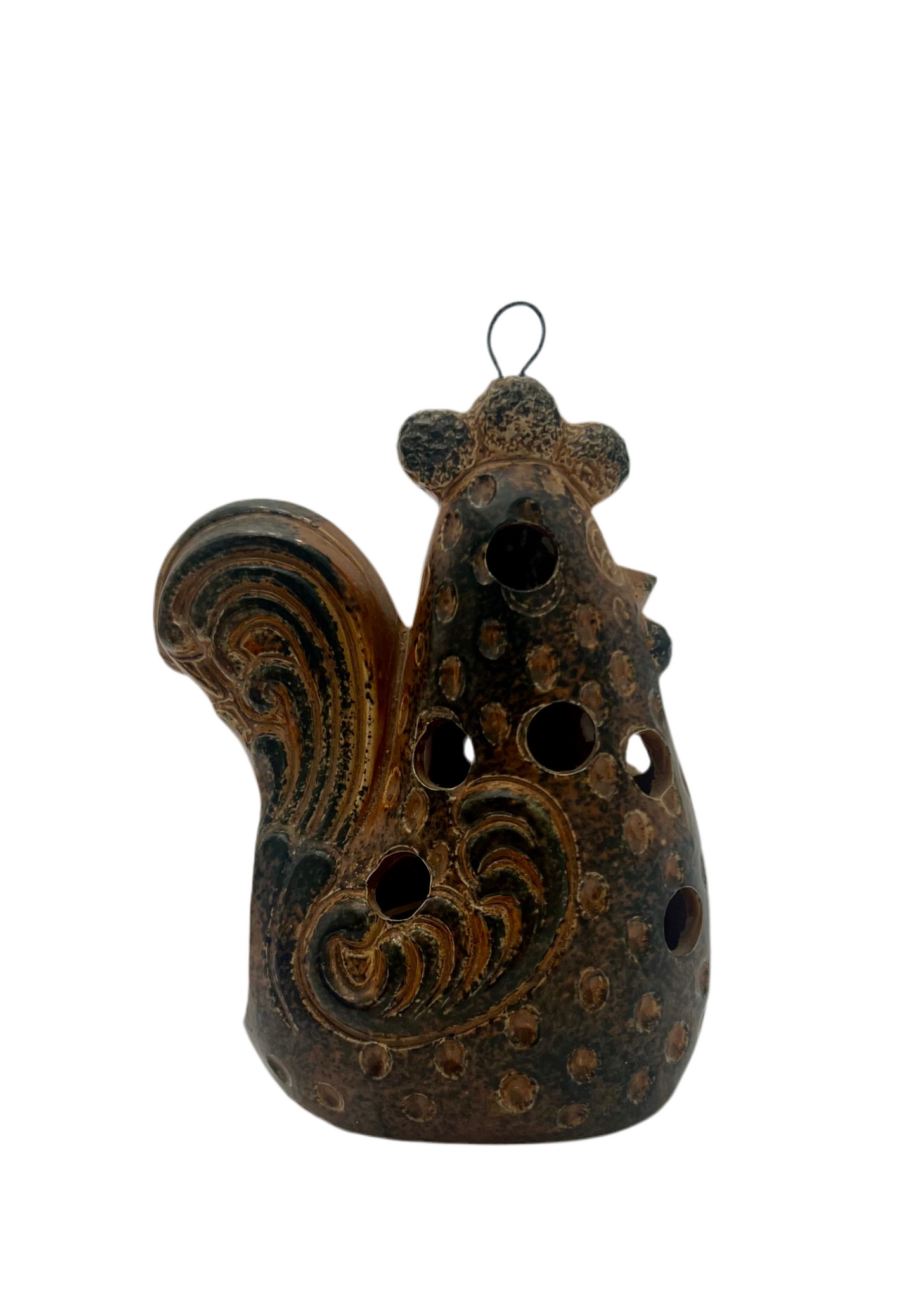 1960s NEW TRENDS FOLK ART ROOSTER CANDLE HOLDER