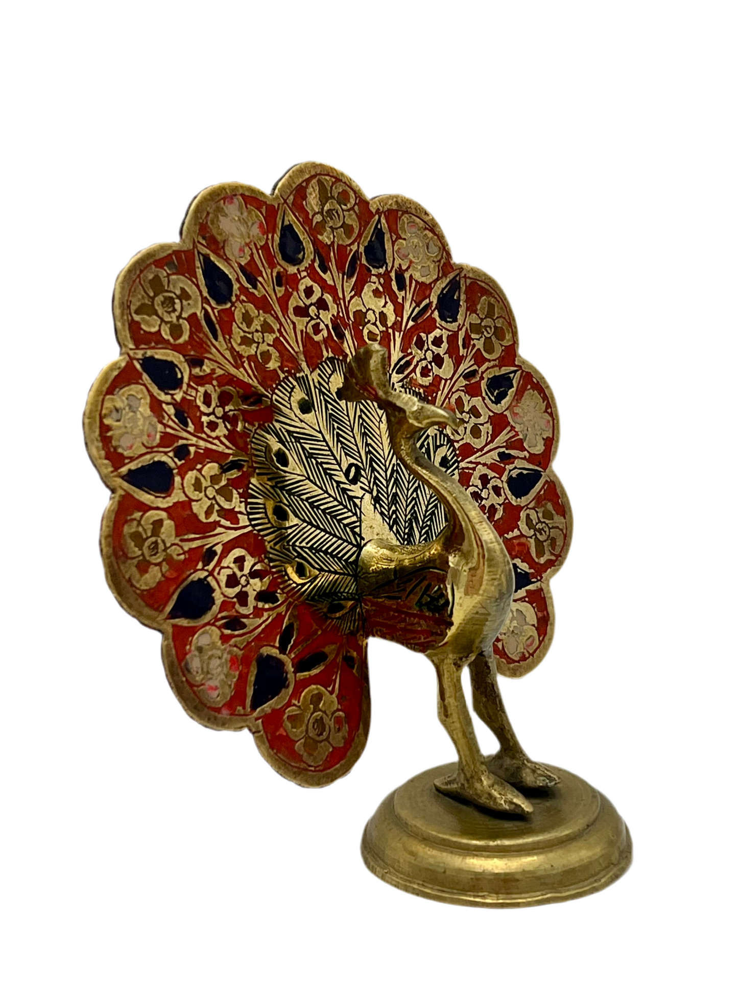 VINTAGE BRASS PEACOCK FIGURINE
