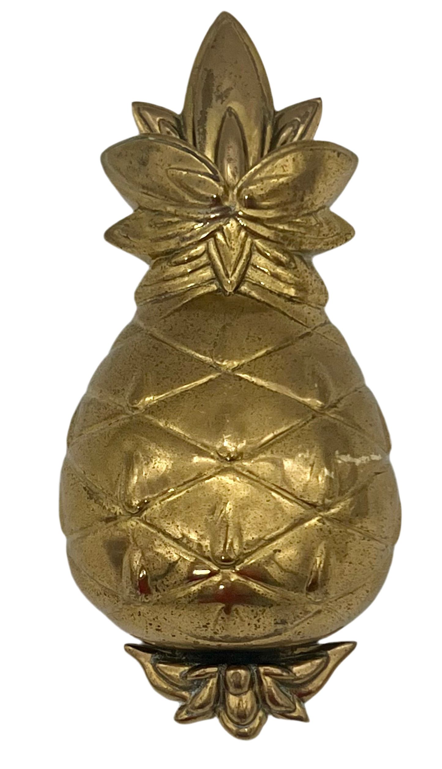 VINTAGE SOLID BRASS PINEAPPLE WALL POCKET | HOLLYWOOD REGENCY PINEAPPLE WALL DECOR | MID CENTURY TROPICAL GLAM