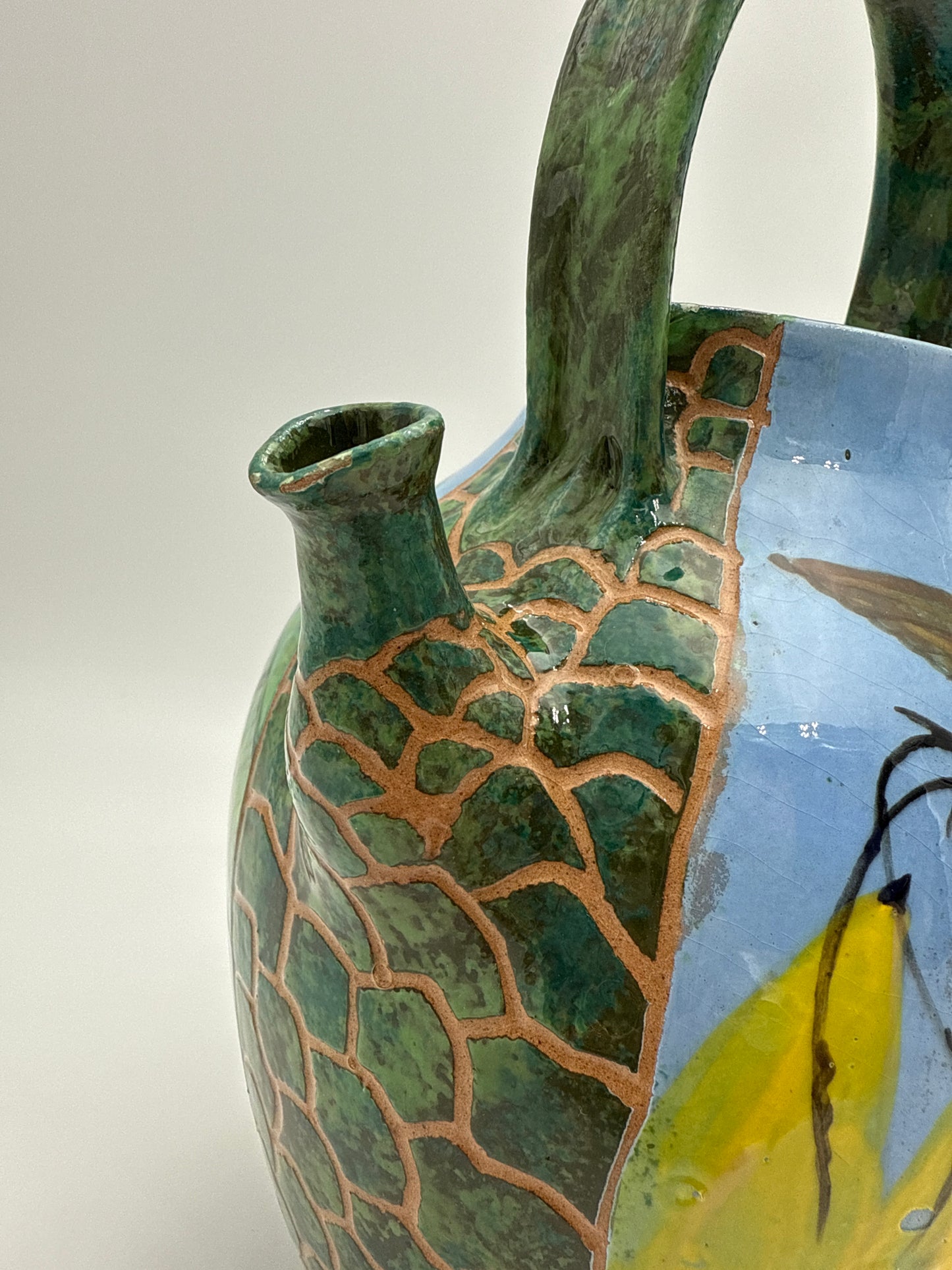 HAND-PAINTED TROPICAL TEAPOT BY LINCIAR ART – Vintage Mexican Ceramic with Pineapple, Hummingbird & Hibiscus