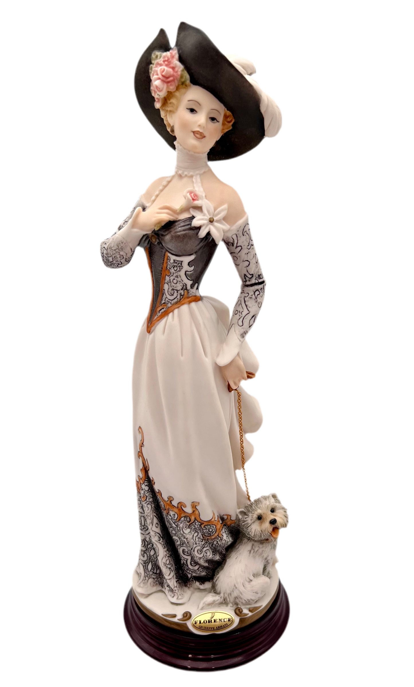 Giuseppe Armani “Christine” Lady with Dog Figurine – 1996 Florence Sculture d’Arte, Italy