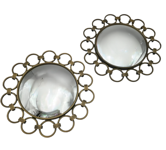 Pair of Victoria Hagan “Perfect Pieces” Round Wall Mirrors – Linked Ring Frames – Modern Classic Design