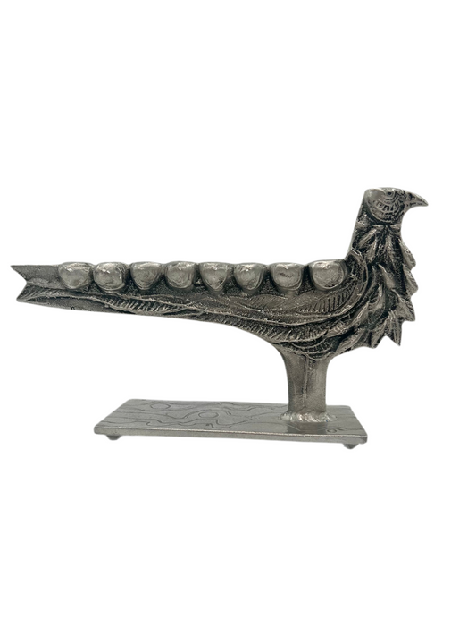 VINTAGE DRUMM CAST METAL BIRD MENORAH – MID-CENTURY MODERN JUDAICA SCULPTURE