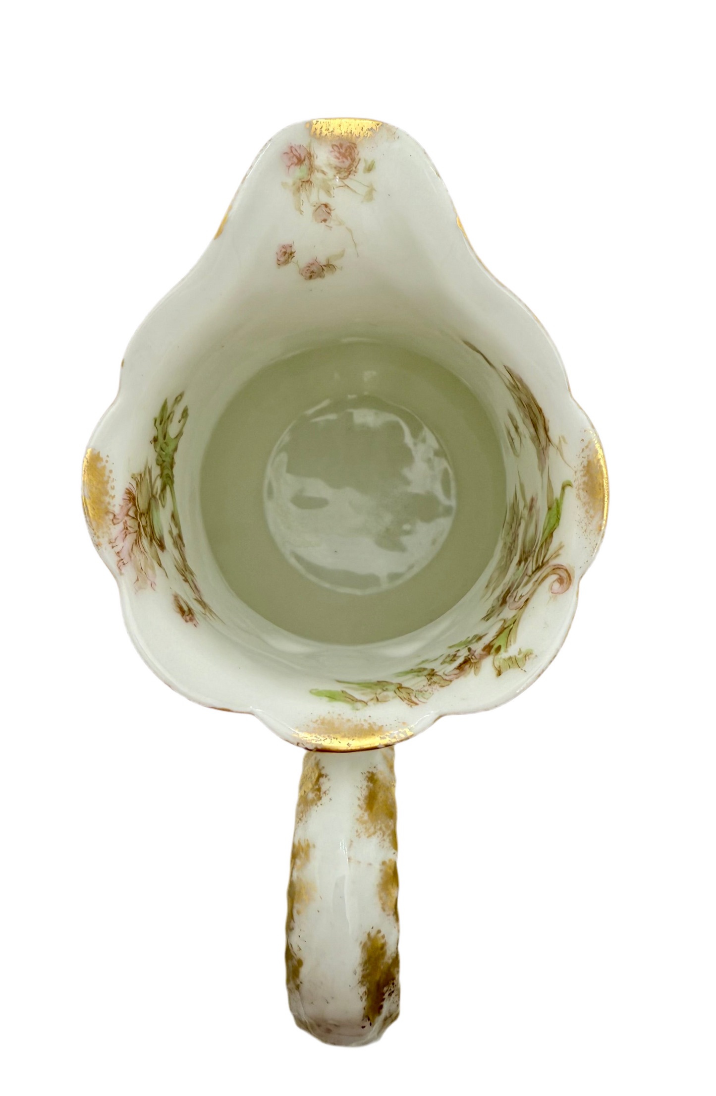 ANTIQUE HAVILAND & CO LIMOGES FLORAL PITCHER – LATE 1800s FRENCH PORCELAIN WITH GOLD GILT DETAIL – ROMANTIC VICTORIAN ART NOUVEAU STYLE