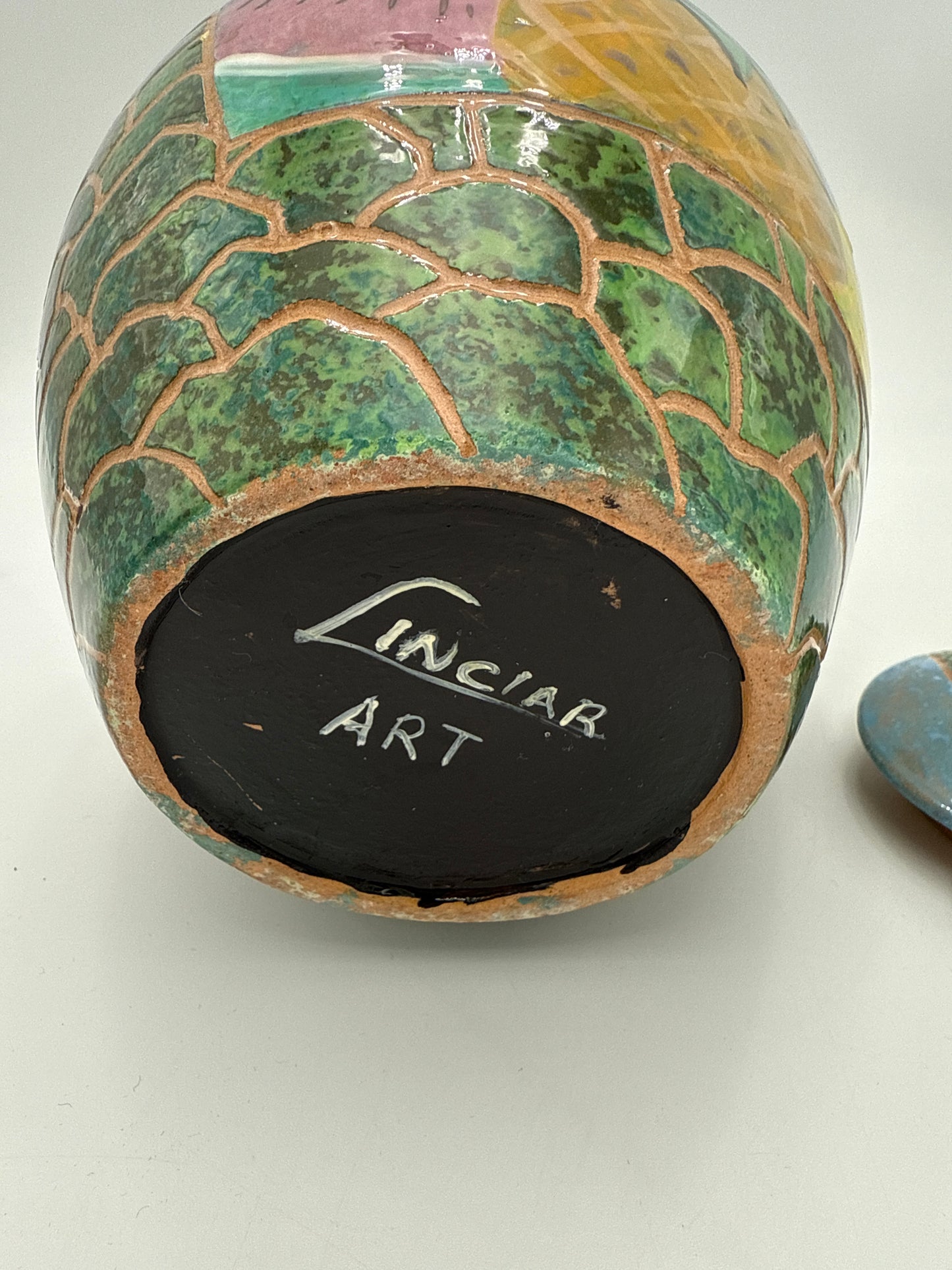 HAND-PAINTED TROPICAL TEAPOT BY LINCIAR ART – Vintage Mexican Ceramic with Pineapple, Hummingbird & Hibiscus