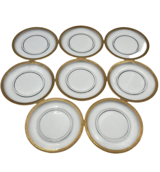 1950s TIFFIN MINTON GOLD ENCRUSTED SALAD PLATES - SET OF 8