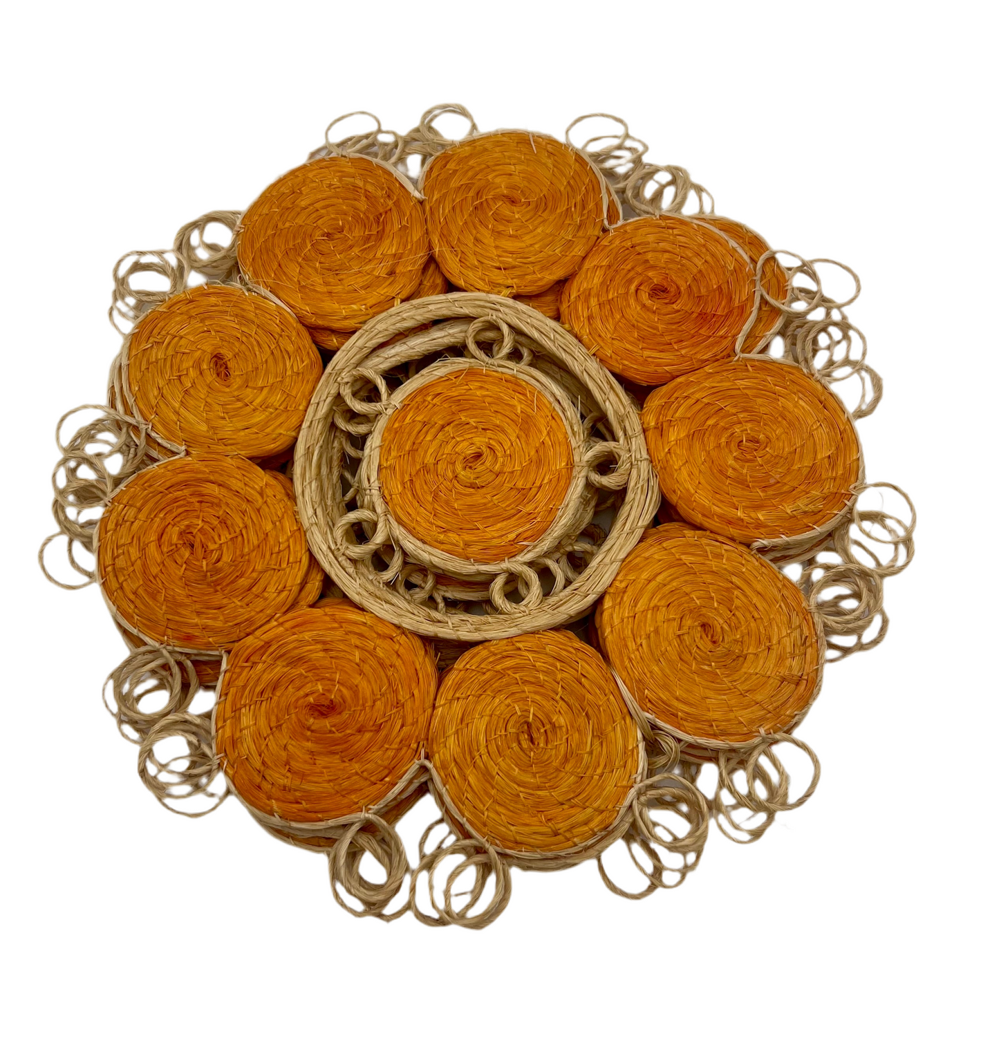 VINATGE MID CENTURY NEVER USED SALAD  PLATE ORANGE PLACEMATS SET OF 6