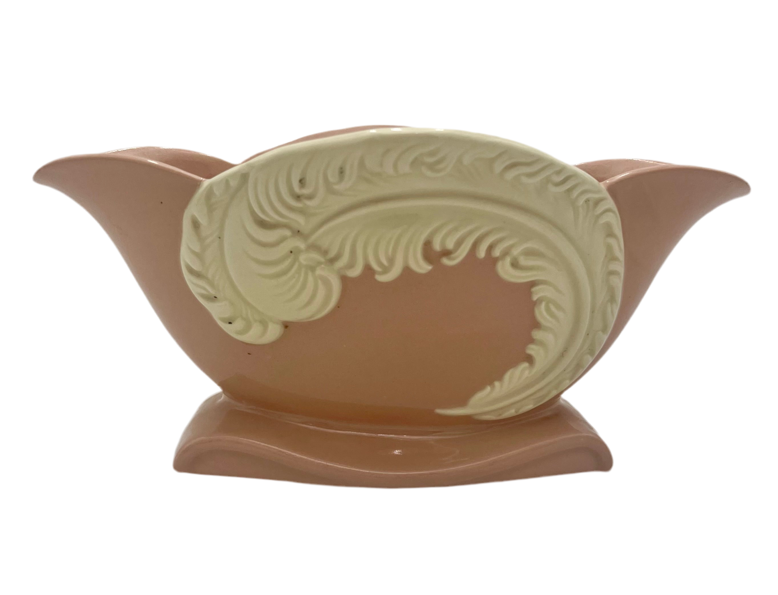 VINTAGE MID-CENTURY PINK & IVORY SWAN FEATHER PLANTER