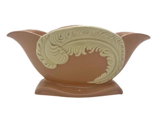 VINTAGE MID-CENTURY PINK & IVORY SWAN FEATHER PLANTER