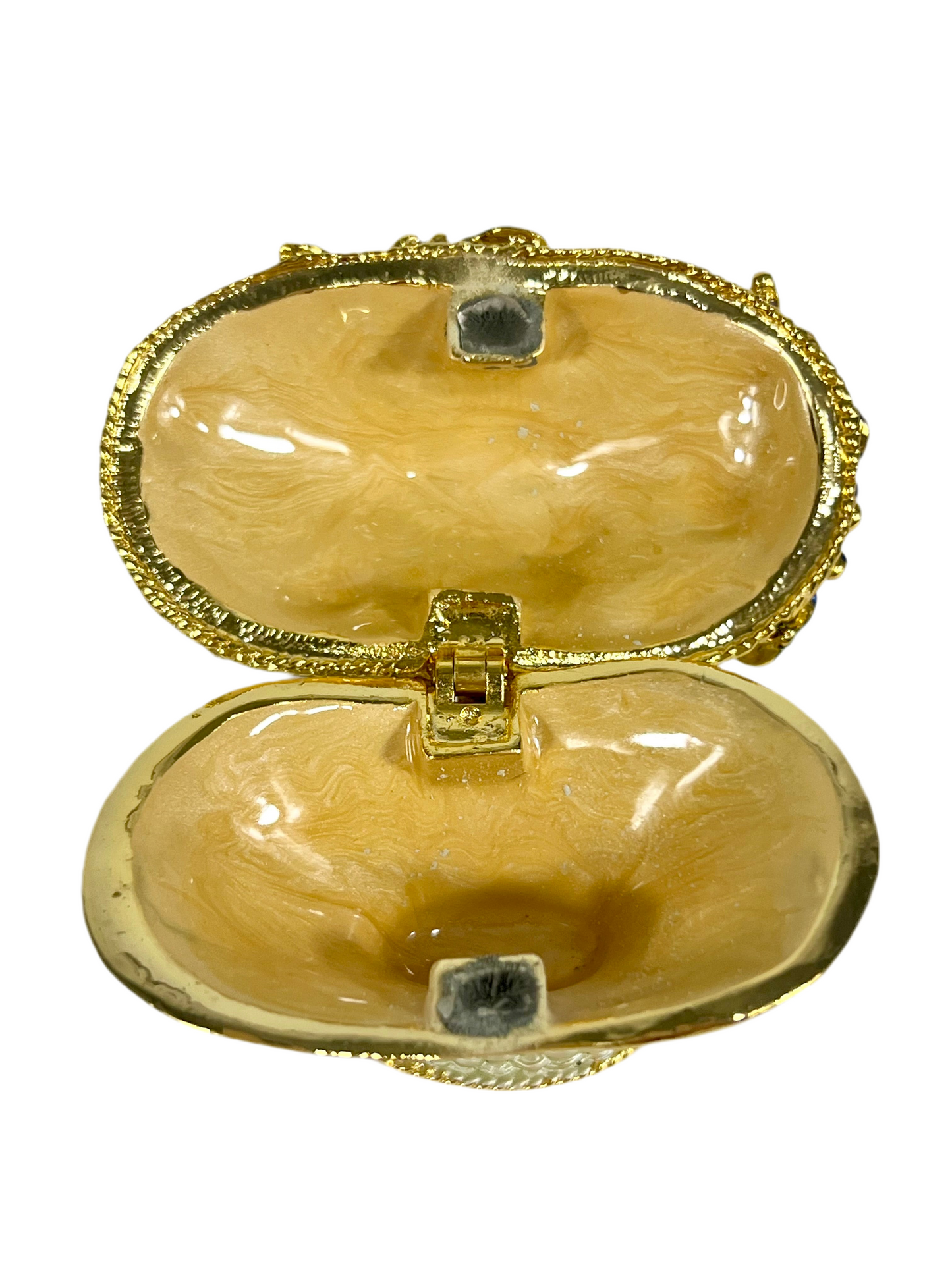 VINTAGE FLOWER BASKET TRINKET/JEWELRY BOX WITH CRYSTAL DETAILS