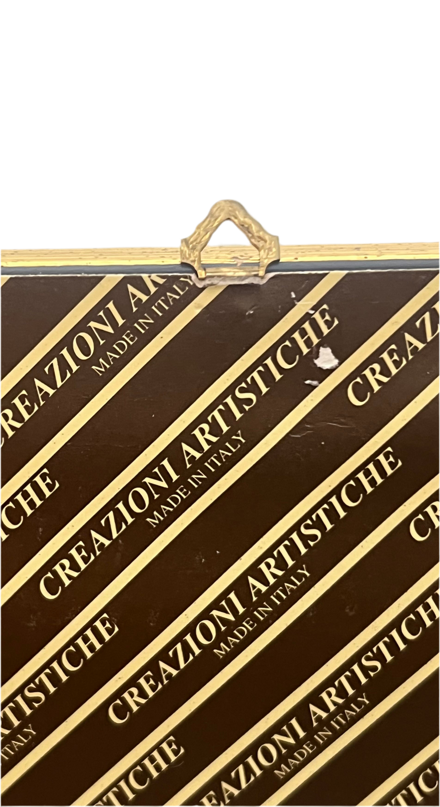 CREAZIONI ARTISTICHE DI CAPODIMONTE – VINTAGE ITALIAN PORCELAIN FLORAL WALL PLAQUES – GOLD GILT FRAMES – 16.5” × 14” – SET OF TWO